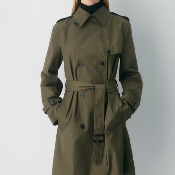NWT Aritzia New The Finch Mid Trench Coat - City Twill Olive L - Picture 2 of 12